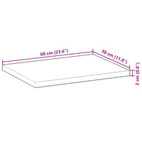 Piano Tavolo Rettangolare 60x30x2cm in Legno Massello di Acacia 4008806