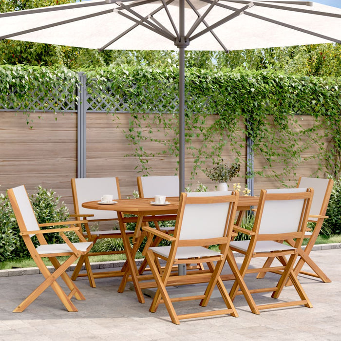 Set Pranzo da Giardino 7 pz Crema in Tessuto e Legno Massello 3281712