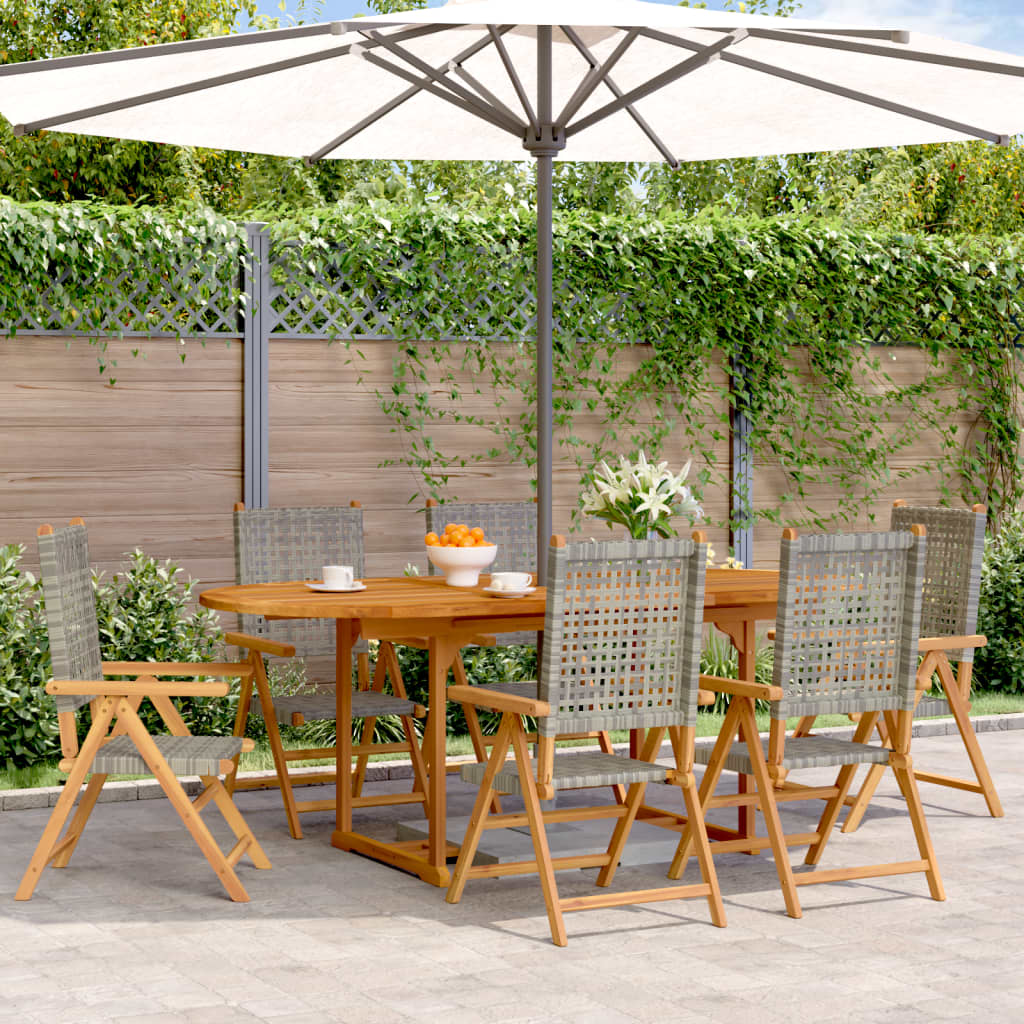 Set Pranzo da Giardino 7 pz Grigio Polyrattan e Legno Massello 3281719