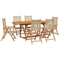 Set Pranzo da Giardino 7 pz Beige Polyrattan e Legno Massello 3281720