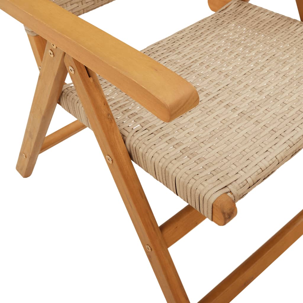 Set Pranzo da Giardino 7 pz Beige Polyrattan e Legno Massello 3281720