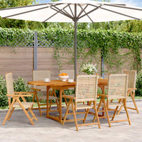 Set Pranzo da Giardino 7 pz Beige Polyrattan e Legno Massello 3281720