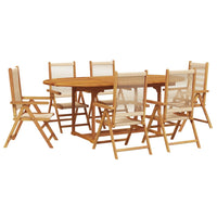 Set Pranzo da Giardino 7 pz Beige Polipropilene/ Legno Massello 3281723