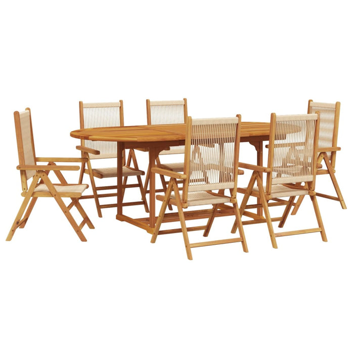 Set Pranzo da Giardino 7 pz Beige Polipropilene/ Legno Massello 3281723