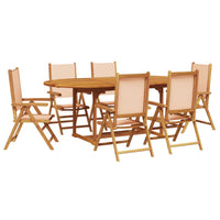 Set Pranzo da Giardino 7 pz Beige in Tessuto e Legno Massello 3281727