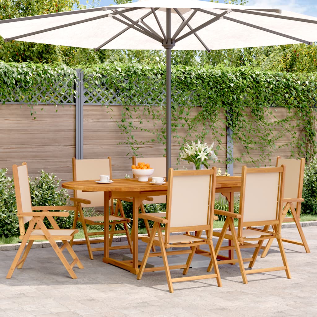 Set Pranzo da Giardino 7 pz Beige in Tessuto e Legno Massello 3281727