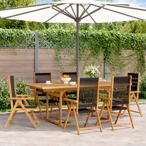 Set Pranzo da Giardino 7 pz Nero Polyrattan e Legno Massello 3281733