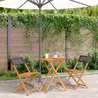 Set da Bistrot 3 pz Nero in Polyrattan e Legno Massello 3281742