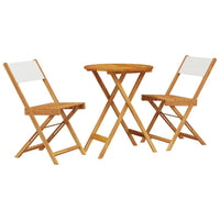 Set da Bistrot 3pz Bianco Crema in Tessuto e Legno Massello 3281748