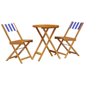 Set da Bistrot 3pz Blu e Bianco in Tessuto e Legno Massello 3281753