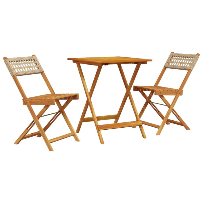 Set da Bistrot 3 pz Beige in Polyrattan e Legno Massello 3281756