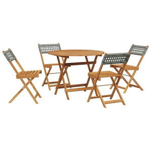 Set Pranzo da Giardino 5pz Grigio Polyrattan e Legno Massello 3281767