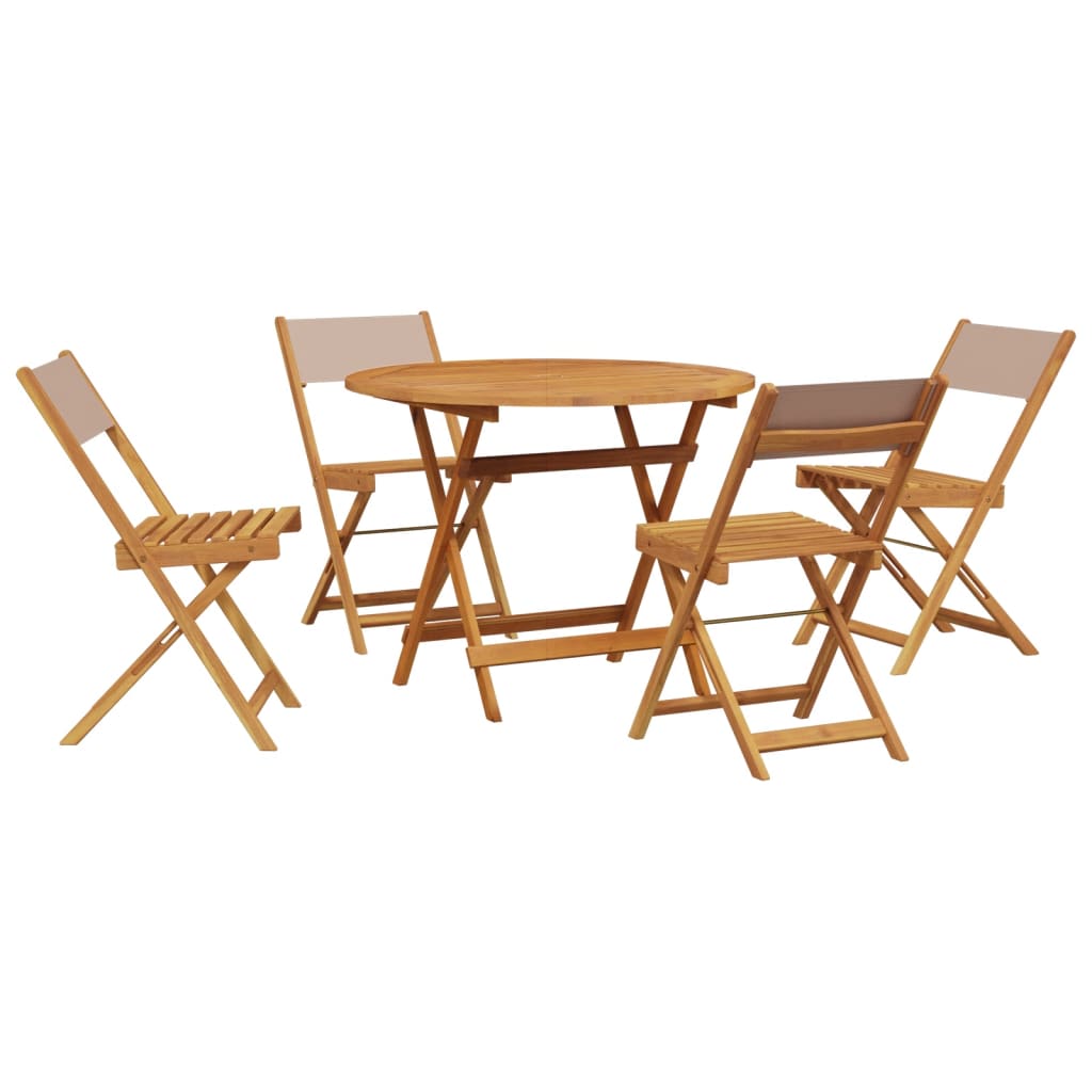 Set da Pranzo da Giardino 5 pz Tortora Tessuto e Legno Massello 3281774