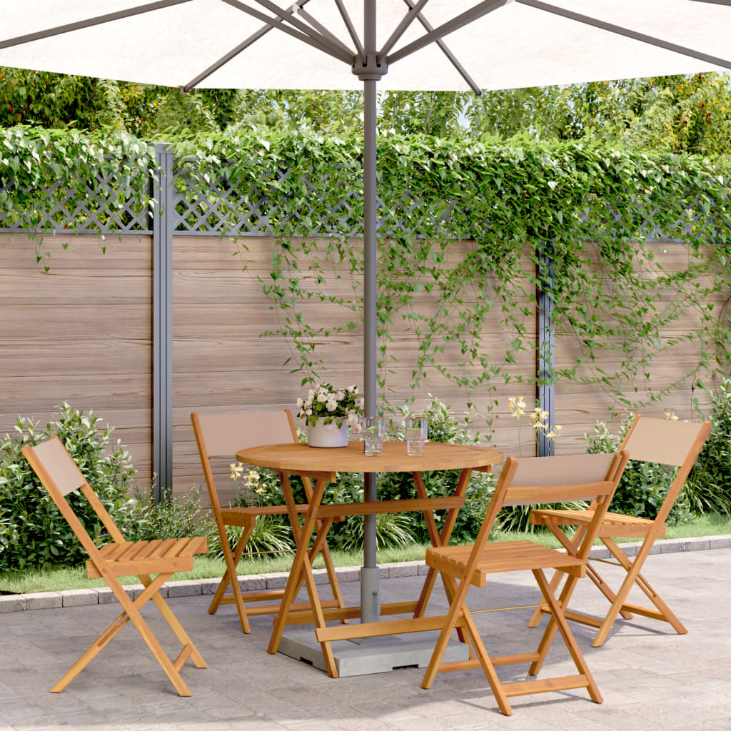 Set da Pranzo da Giardino 5 pz Tortora Tessuto e Legno Massello 3281774