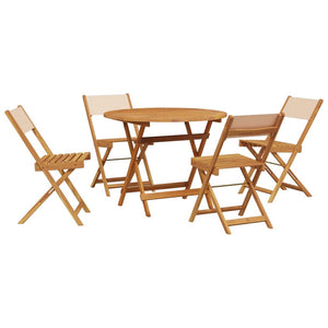 Set Pranzo da Giardino 5 pz Beige in Tessuto e Legno Massello 3281775