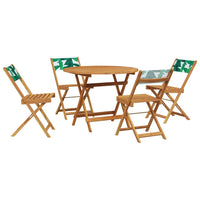 Set Pranzo da Giardino 5 pz Foglie in Tessuto e Legno Massello 3281776