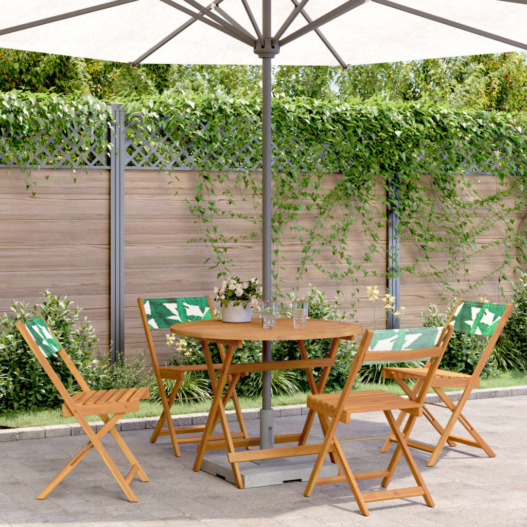 Set Pranzo da Giardino 5 pz Foglie in Tessuto e Legno Massello 3281776