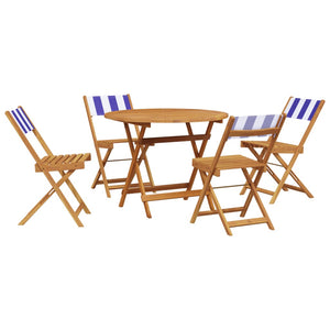 Set Pranzo Giardino 5pz Blu e Bianco Tessuto e Legno Massello 3281777