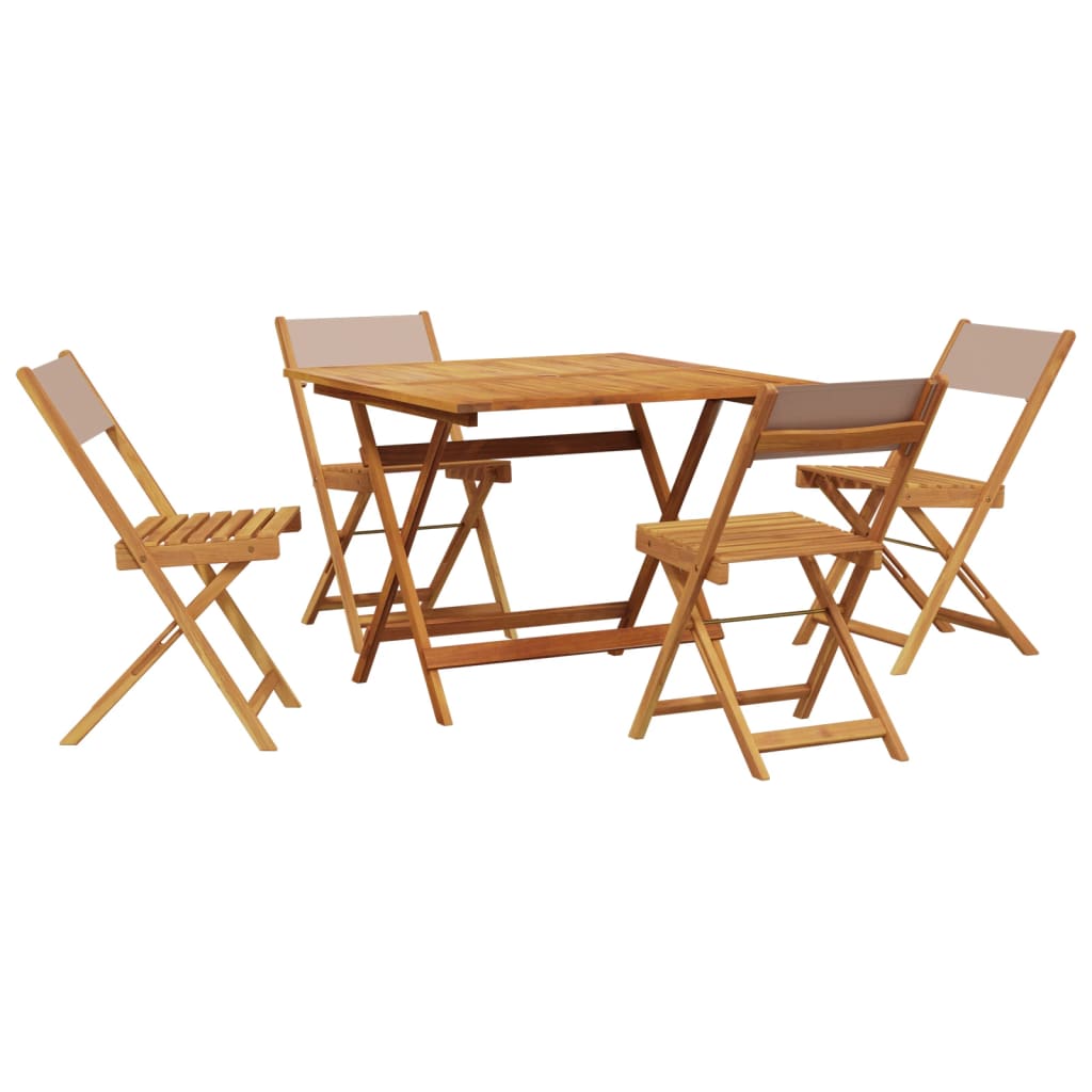 Set da Pranzo da Giardino 5 pz Tortora Tessuto e Legno Massello 3281786