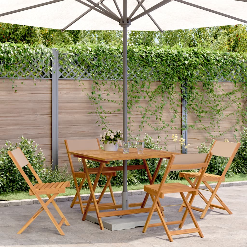 Set da Pranzo da Giardino 5 pz Tortora Tessuto e Legno Massello 3281786