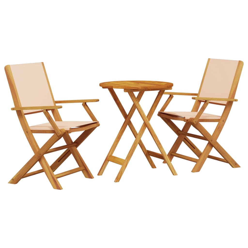 Set da Bistrot 3pz Beige in Tessuto e Legno Massello 3281799