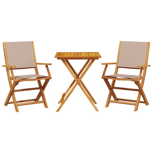 Set da Bistrot 3pz Tortora in Tessuto e Legno Massello 3281810