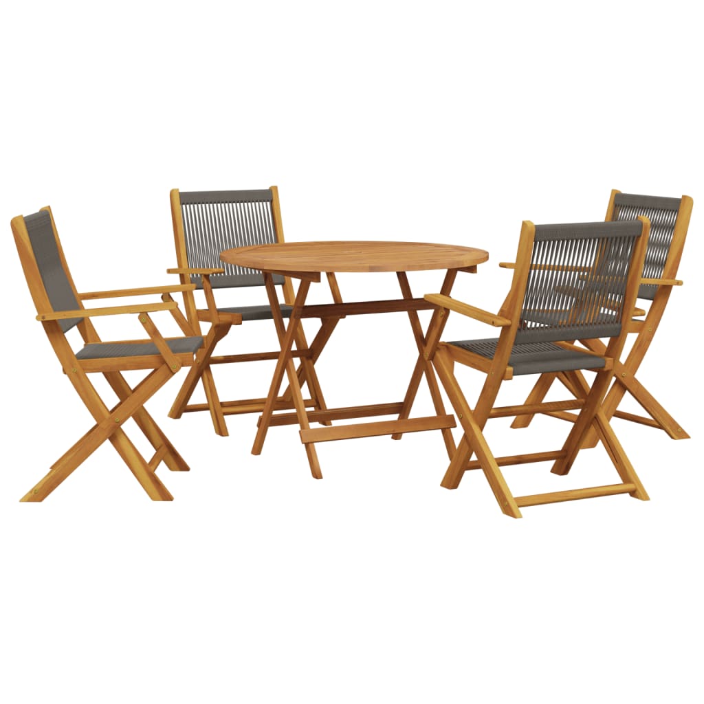 Set da Pranzo da Giardino 5 pz Polipropilene e Legno Massello 3281818