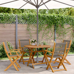 Set da Pranzo da Giardino 5 pz Polipropilene e Legno Massello 3281818