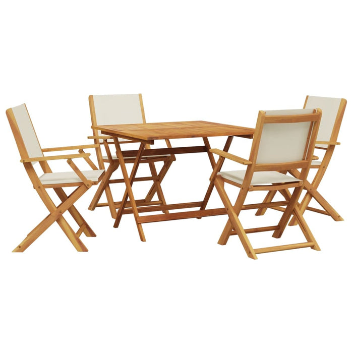 Set Pranzo da Giardino 5pz Crema in Tessuto e Legno Massello 3281832