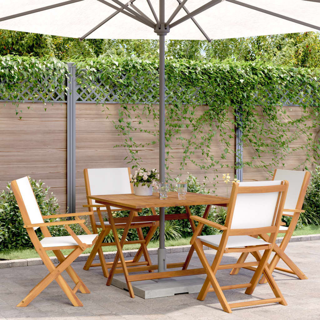 Set Pranzo da Giardino 5pz Crema in Tessuto e Legno Massello 3281832