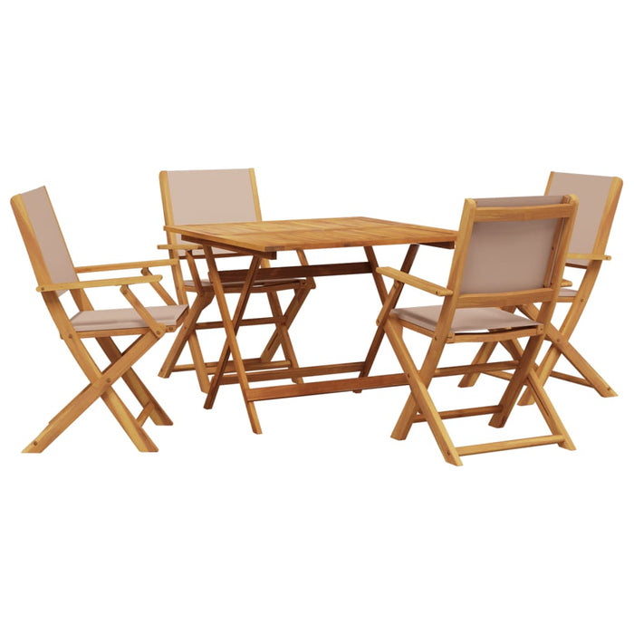 Set da Pranzo da Giardino 5 pz Tortora Tessuto e Legno Massello 3281834