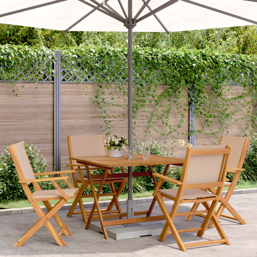 Set da Pranzo da Giardino 5 pz Tortora Tessuto e Legno Massello 3281834