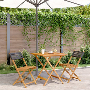 Set da Bistrot 3 pz Nero in Polyrattan e Legno Massello 3281862