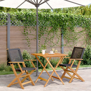 Set da Bistrot 3 pz Nero in Polyrattan e Legno Massello 3281874