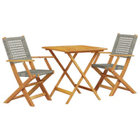 Set da Bistrot 3 pz Grigio in Polyrattan e Legno Massello 3281875