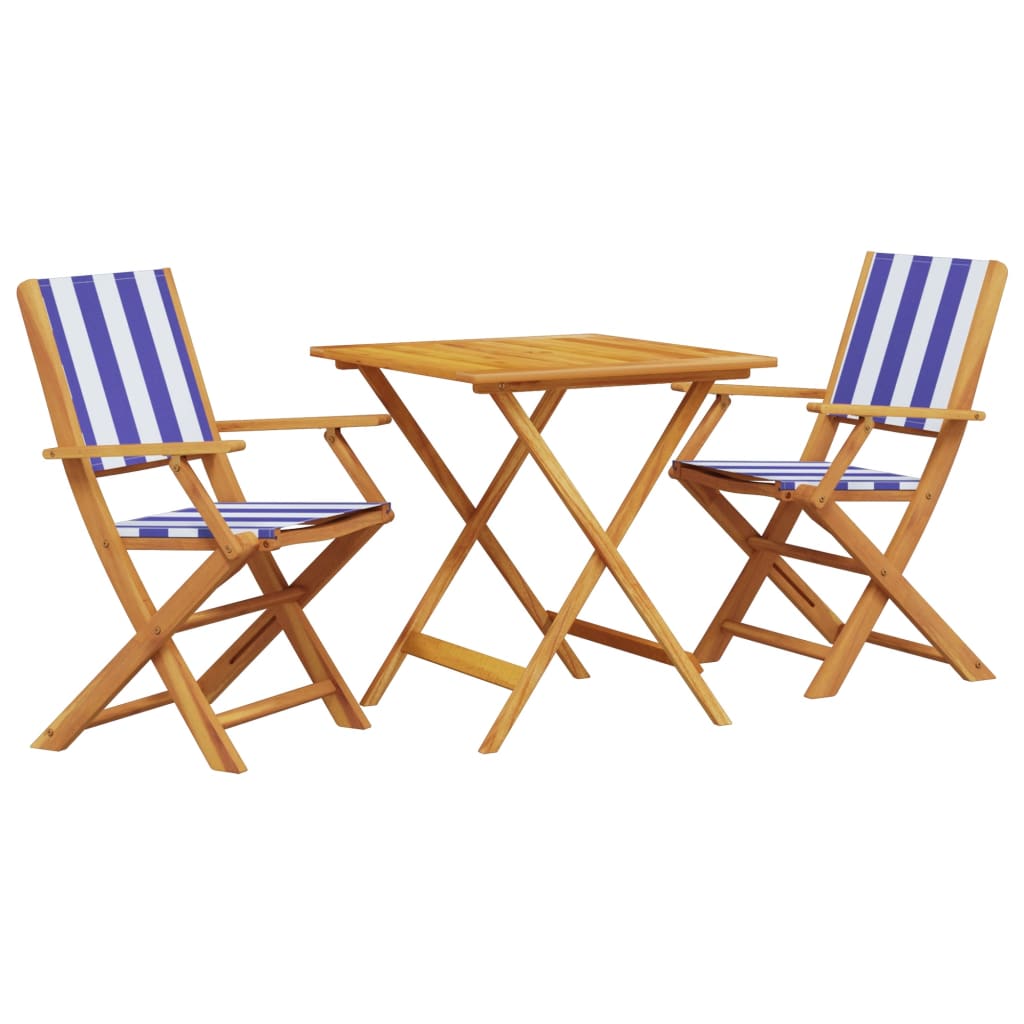 Set da Bistrot 3pz Blu e Bianco in Tessuto e Legno Massello 3281885