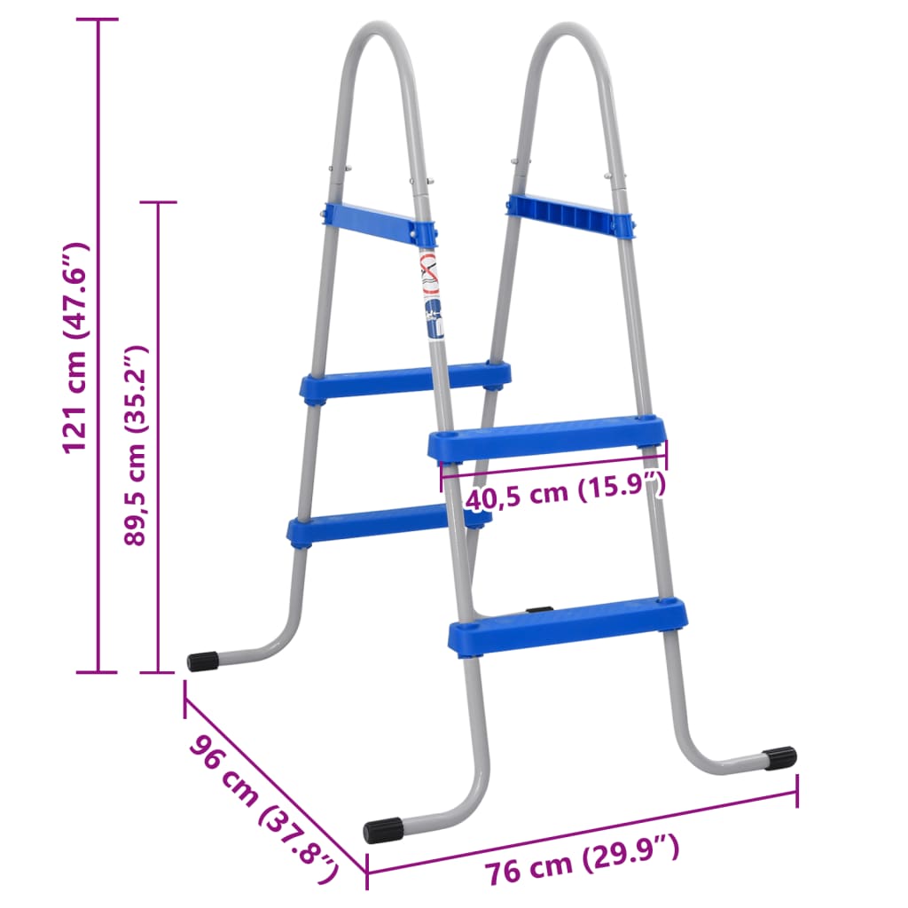 Scaletta per Piscina Fuori Terra 84 cm in Acciaio e Plastica 4010325