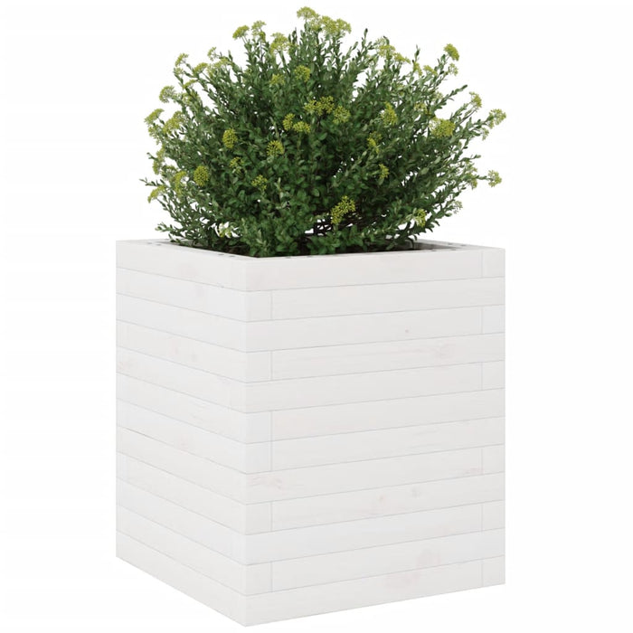 Fioriera da Giardino Bianca 40x40x46 cm Legno Massello di Pino 3282400