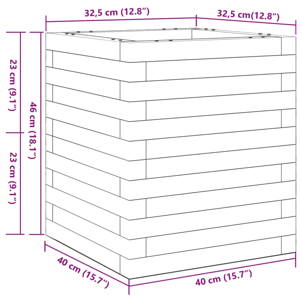 Fioriera da Giardino Bianca 40x40x46 cm Legno Massello di Pino 3282400