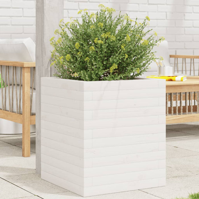 Fioriera da Giardino Bianca 40x40x46 cm Legno Massello di Pino 3282400