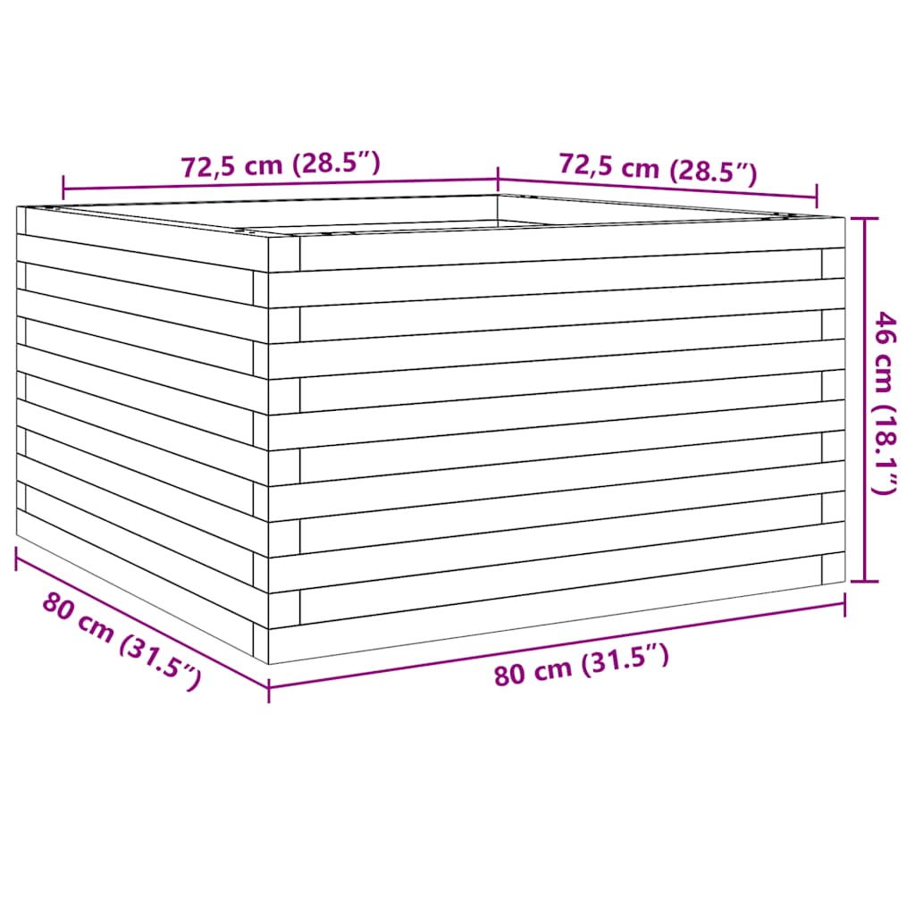 Fioriera da Giardino 80x80x46 cm in Legno di Pino Impregnato 3282423