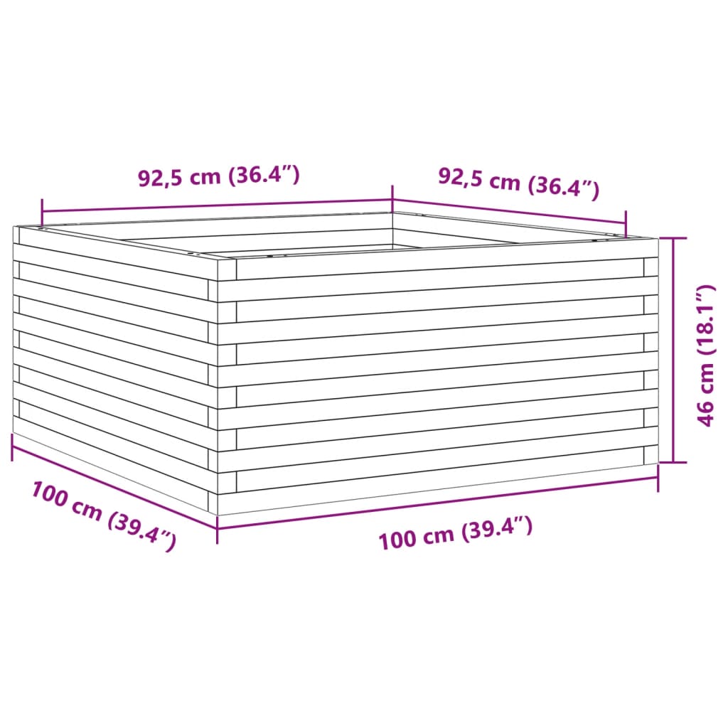 Fioriera Giardino 100x100x46 cm Legno Massello Pino 3282431