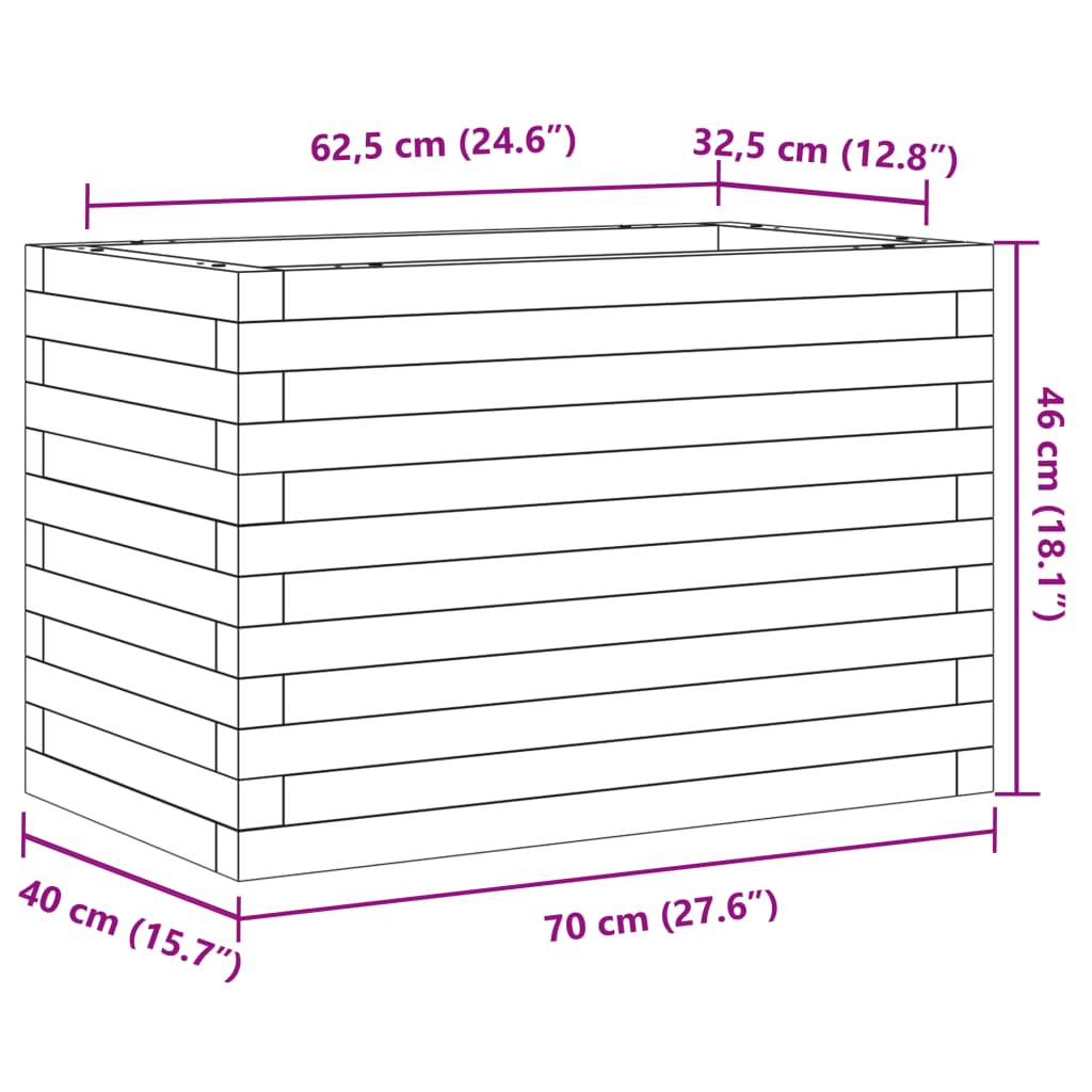 Fioriera da Giardino 70x40x46 cm in Legno Massello di Pino 3282439