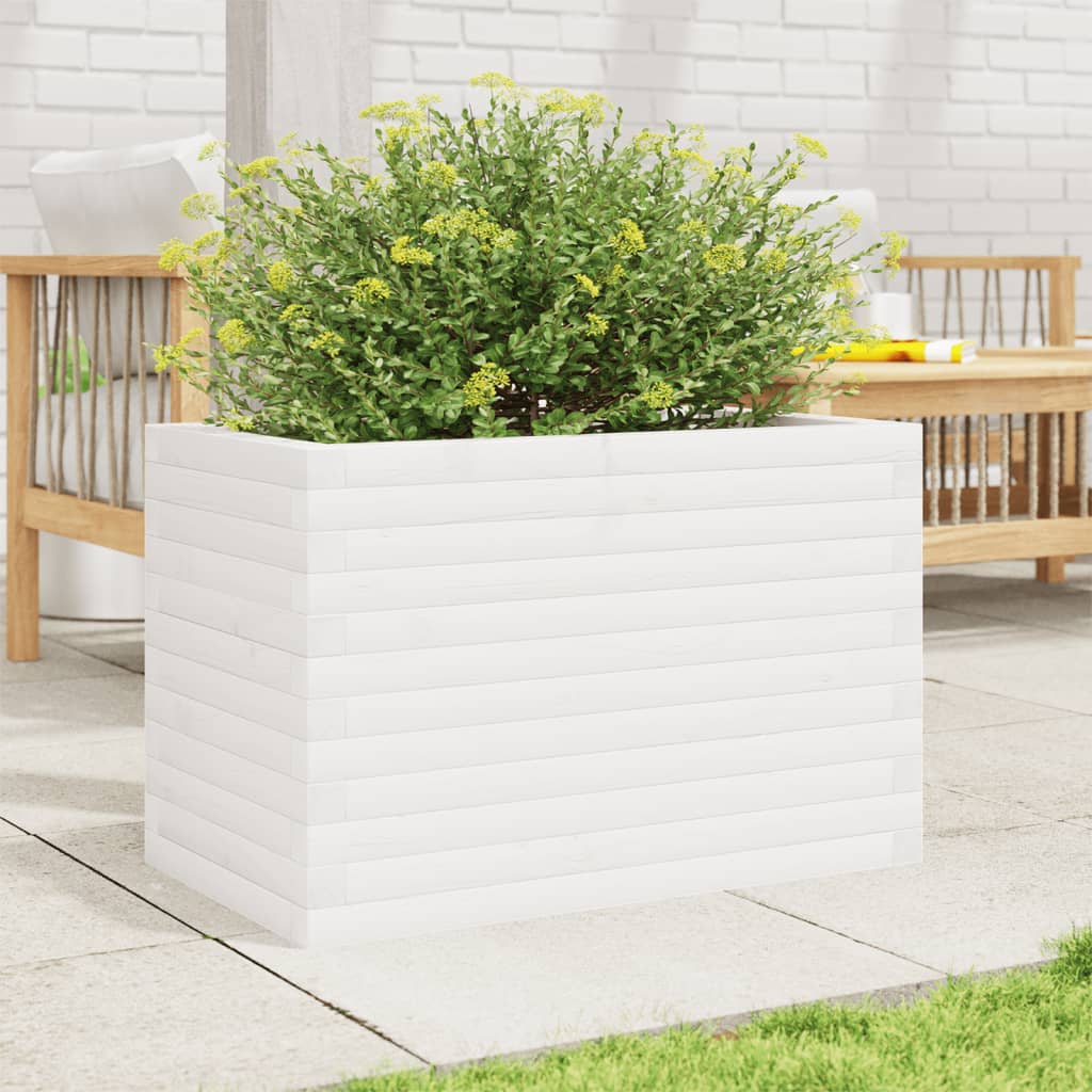 Fioriera da Giardino Bianca 70x40x46 cm Legno Massello di Pino 3282440