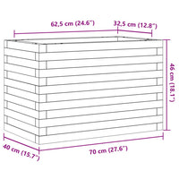 Fioriera da Giardino Bianca 70x40x46 cm Legno Massello di Pino 3282440