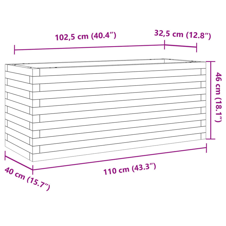 Fioriera da Giardino Bianca 110x40x46 cm Legno Massello di Pino 3282450