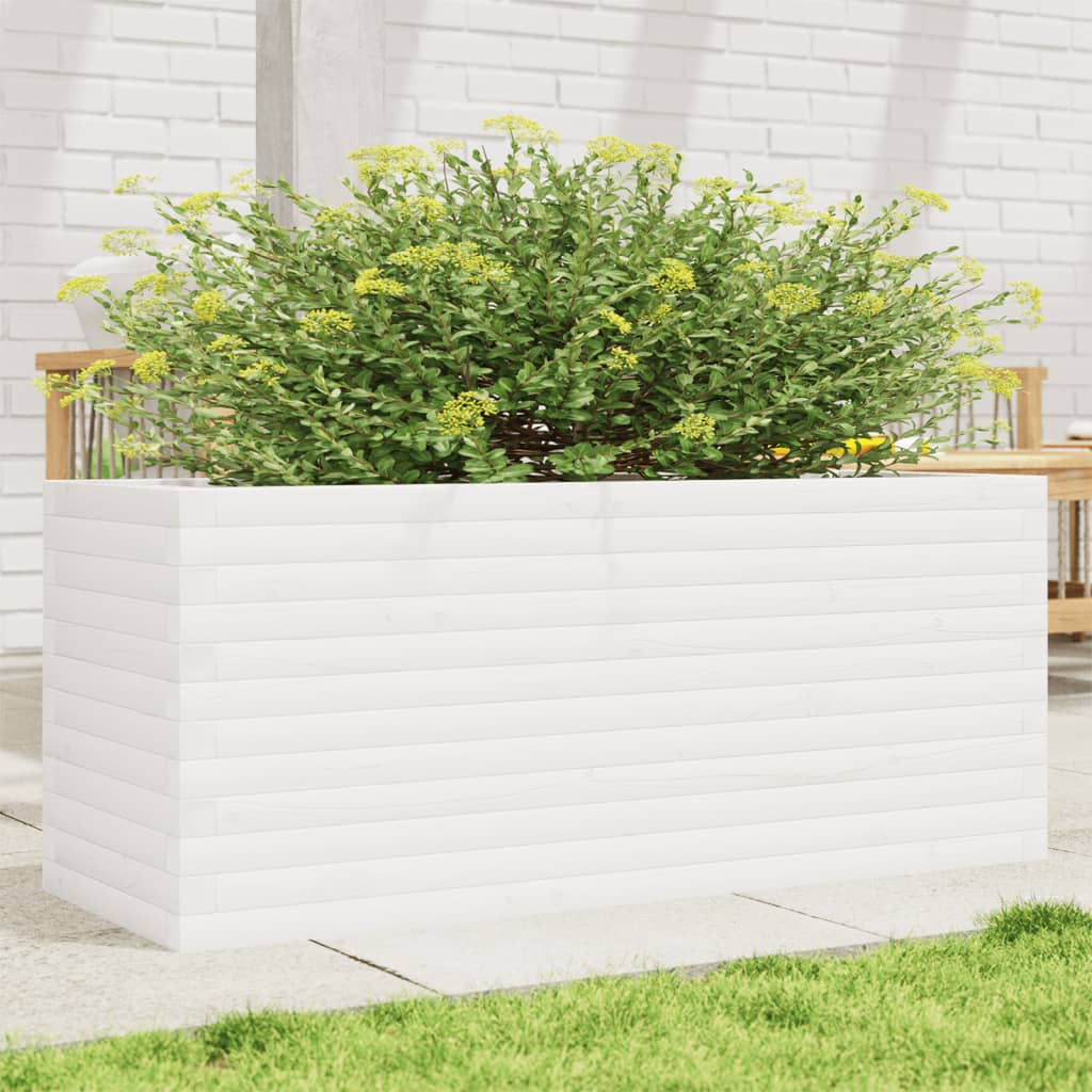 Fioriera da Giardino Bianca 110x40x46 cm Legno Massello di Pino 3282450