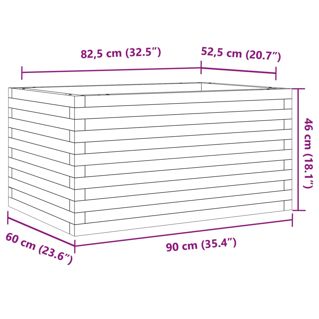 Fioriera da Giardino 90x60x46 cm in Legno Massello di Pino 3282454