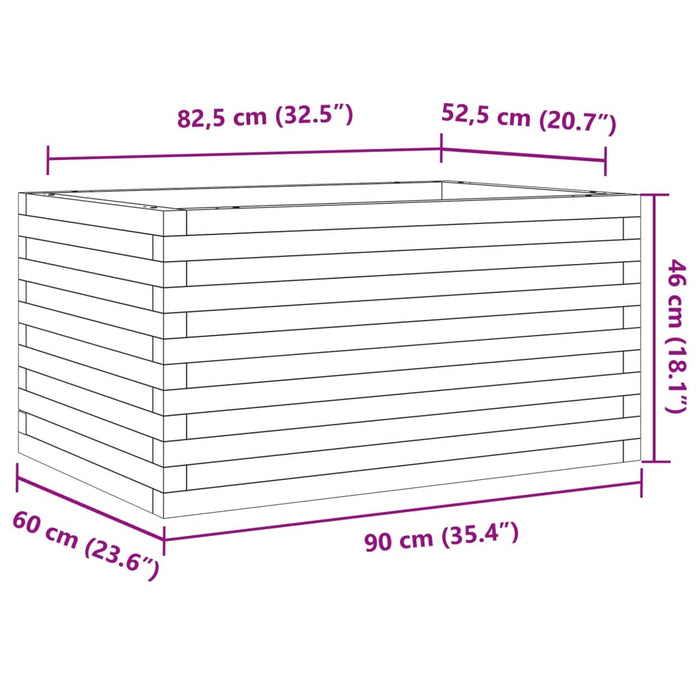 Fioriera da Giardino 90x60x46 cm in Legno Massello di Pino 3282454