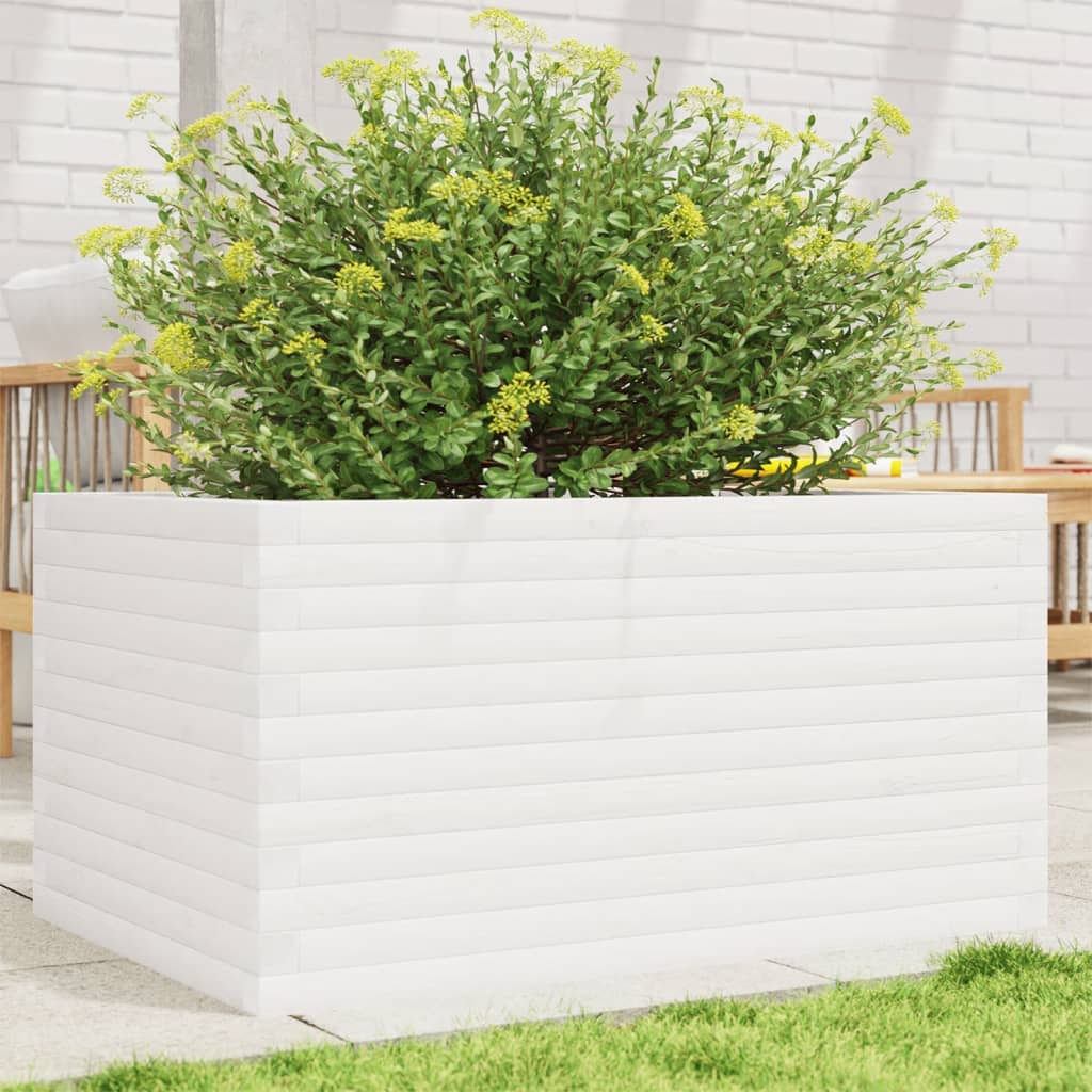 Fioriera da Giardino Bianca 90x60x46 cm Legno Massello di Pino 3282455